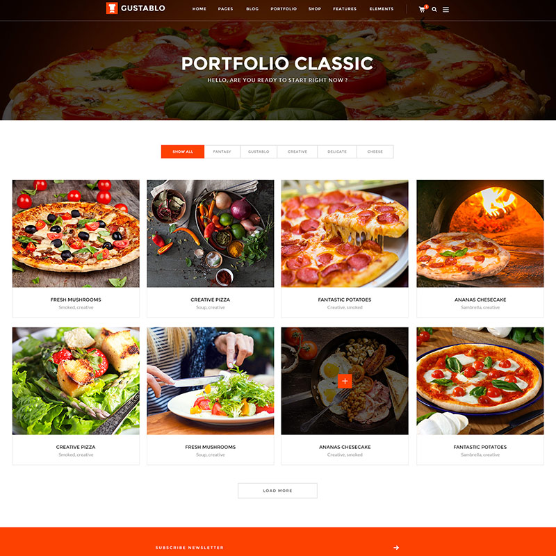 国外美食网站网页版式设计模板素材网页模板PSD源文件(无位图)